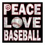 PEACE LOVE BASEBALL POSTER
