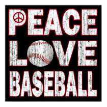 PEACE LOVE BASEBALL POSTER