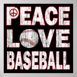 PEACE LOVE BASEBALL POSTER print