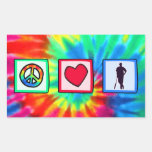 Peace, Love, Baseball; Rectangular Stickers