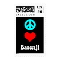 peace love basenji postage