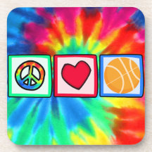 Peace, Love, Basketball Drink Coaster
