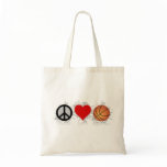 Peace Love Basketball Emblem Tote Bag