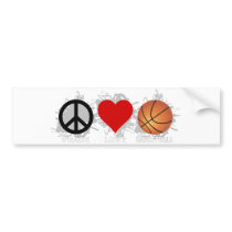 Peace Love Basketball Emblem Bumper Stickers
