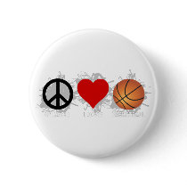 Peace Love Basketball Emblem Pinback Button