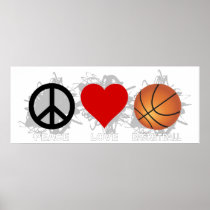 Peace Love Basketball Emblem Print