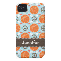 Peace Love Basketball iPhone 4 4s Case-Mate Cover iPhone 4 Covers