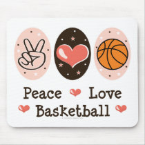 Peace Love Basketball Mousepad by SportyTeesGifts Peace Love Basketball Mousepad