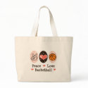 Peace Love Basketball Tote Bag by SportyTeesGifts Peace Love Basketball Tote Bag