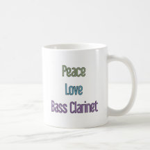 Peace, Love, Bass Clarinet Coffee Mug