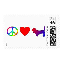 Peace Love Basset Hounds Postage Stamp