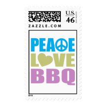Peace Love BBQ Postage Stamps