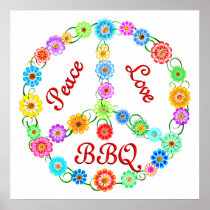 Peace Love BBQ Poster
