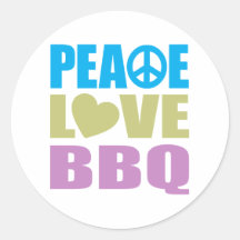 Peace Love BBQ Round Stickers