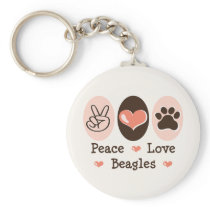 Peace Love Beagles Keychain