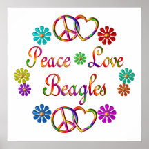 PEACE LOVE BEAGLES PRINT