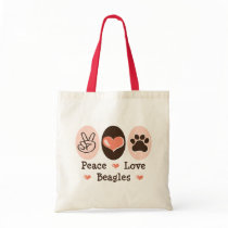 Peace Love Beagles Tote Bag