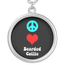 peace love bearded collie custom necklace