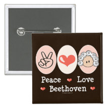 Peace Love Beethoven Button