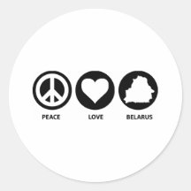 Peace Love Belarus Round Sticker