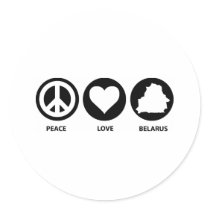 Peace Love Belarus Round Sticker