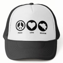 Peace Love Belgium Trucker Hats