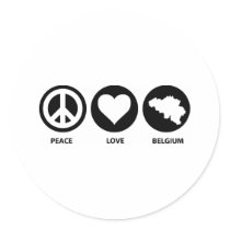 Peace Love Belgium Round Sticker