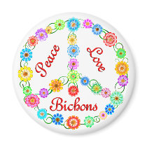 Peace Love Bichons Fridge Magnet