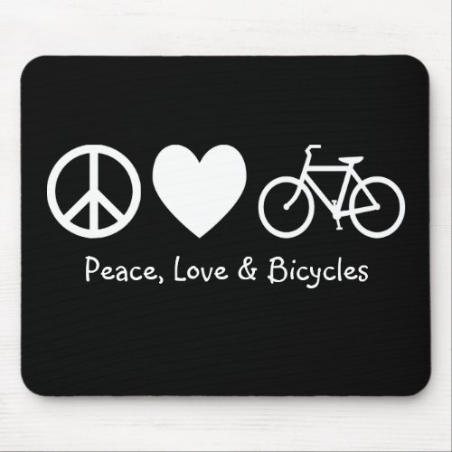 Peace, Love & Bicycles Mousepad mousepad