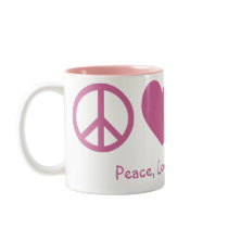 Peace, Love & Bicycles Mug by silhouette_emporium Peace, Love & Bicycles Mug