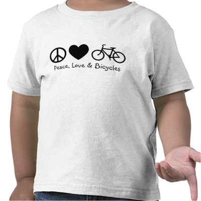 Peace, Love & Bicycles T Shirt by silhouette_emporium