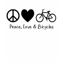Peace, Love & Bicycles t-shirts by silhouette_emporium Peace, Love & Bicycles t-shirts