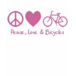 Peace, Love & Bicycles t-shirts