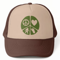 Peace Love Bigfoot Trucker Hat