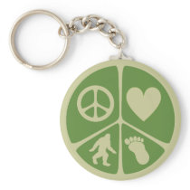 Peace Love Bigfoot Key Chain