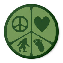 Peace Love Bigfoot Refrigerator Magnets