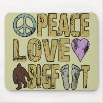 Peace Love Bigfoot Mousepads