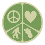 Peace Love Bigfoot Stickers