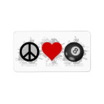 Peace Love Billiard Emblem Custom Address Labels