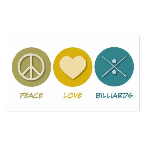 Peace Love Billiards Business Card (back side)