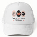 Peace Love Billiards Hat by SportyTeesGifts Peace Love Billiards Hat