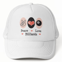 Peace Love Billiards Hat by SportyTeesGifts Peace Love Billiards Hat