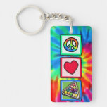 Peace, Love, Billiards Rectangular Acrylic Key Chain