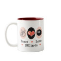 Peace Love Billiards Mug by SportyTeesGifts Peace Love Billiards Mug
