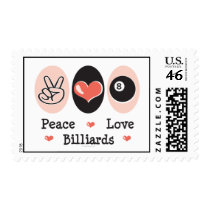 Peace Love Billiards Postage Stamps