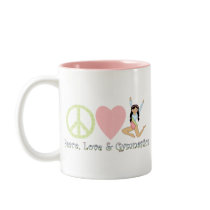 peace love black hair mugs