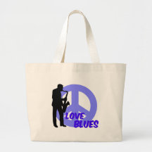 Peace love blues canvas bag