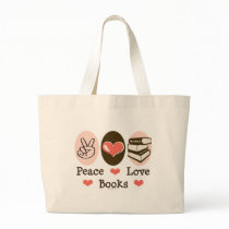 Peace Love Books Canvas Tote Bag