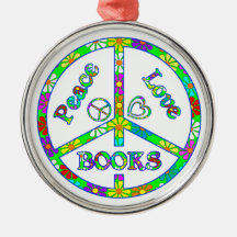 Peace Love Books Ornaments