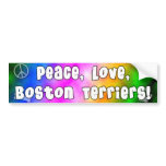 Peace Love Boston Terriers Bumper Sticker